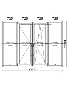 Drzwi Balkonowe PCV 2900 x 2200 mm Trzyszybowe Veka Softline 82 MD 2