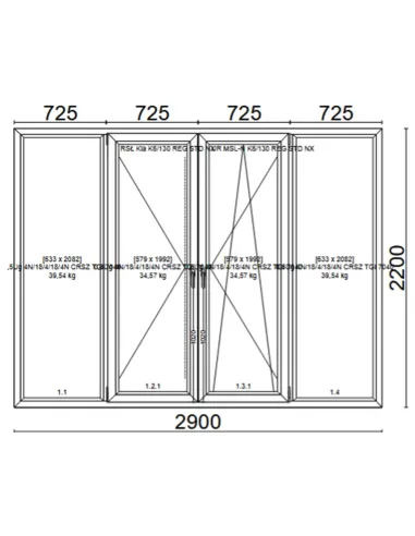 Drzwi Balkonowe PCV 2900 x 2200 mm Trzyszybowe Veka Softline 82 MD