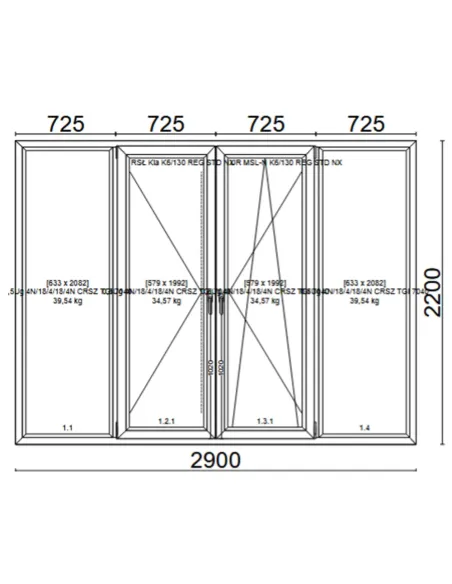 Drzwi Balkonowe PCV 2900 x 2200 mm Trzyszybowe Veka Softline 82 MD