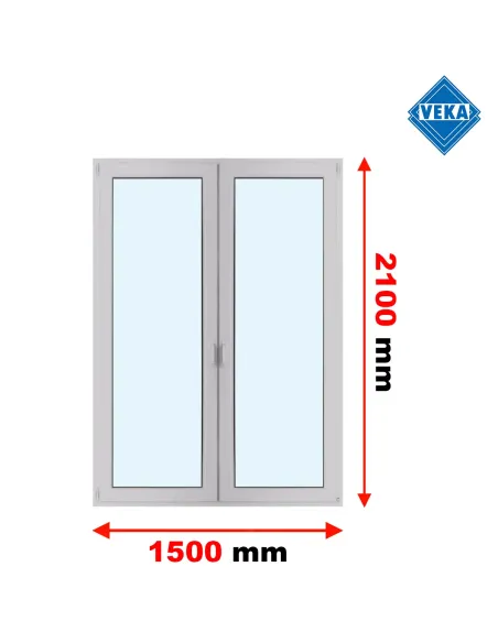 Drzwi Balkonowe PCV 1500 x 2100 mm Trzyszybowe Veka Softline 82 MD
