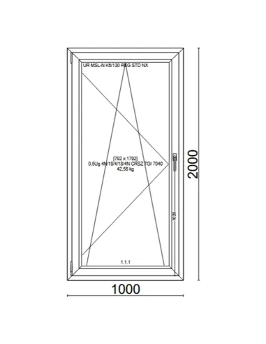 Drzwi Balkonowe PCV 1000 x 2000 mm Trzyszybowe Veka Softline 82 MD