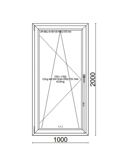 Drzwi Balkonowe PCV 1000 x 2000 mm Trzyszybowe Veka Softline 82 MD