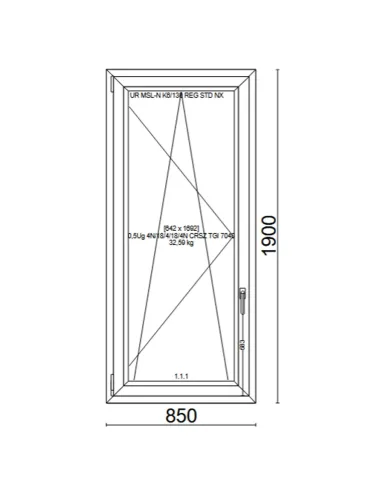 Drzwi Balkonowe PCV 850 x 1900 mm Trzyszybowe Veka Softline 82 MD