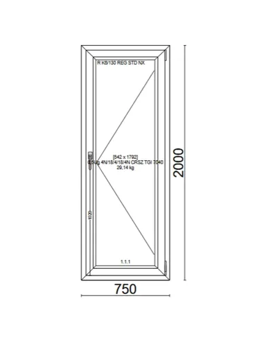 Drzwi Balkonowe PCV 750 x 2000 mm Trzyszybowe Veka Softline 82 MD