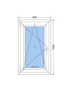 Okno PCV 60 x 100 cm Rozwierno-Uchylne Trzyszybowe Salamander BluEvolution 82 2