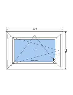 Okno PCV 90 x 60 cm Rozwierno-Uchylne Trzyszybowe Salamander BluEvolution 82 2