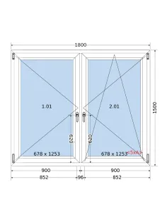 Okno PCV 180 x 150 cm Rozwierne | Rozwierno-Uchylne Trzyszybowe Salamander BluEvolution 82 2
