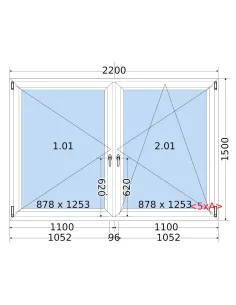 Okno PCV 220 x 150 cm Rozwierne | Rozwierno-Uchylne Trzyszybowe Salamander BluEvolution 82 2