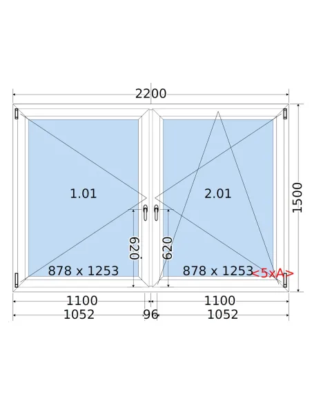 Okno PCV 220 x 150 cm Rozwierne | Rozwierno-Uchylne Trzyszybowe Salamander BluEvolution 82