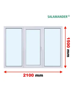 Okno PCV 210 x 150 cm FIX + Rozwierno Uchylne + FIX Trzyszybowe Salamander BluEvolution 82