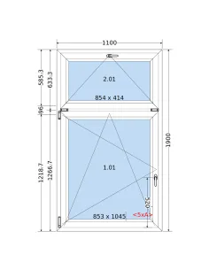 Okno PCV 110 x 190 cm Uchylne + Rozwierno Uchylne Trzyszybowe Salamander BluEvolution 82 2