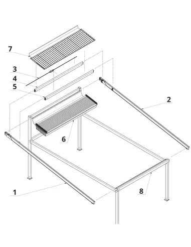 Pergola przyścienna 400 x 700 cm - materiałowa