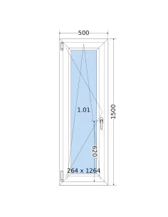 Okno PCV 50 x 150 cm Rozwierno-Uchylne Dwuszybowe Salamander GreenEvolution 76 2
