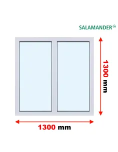 Okno PCV 130 x 130 cm Stałe (FIX) Dwuszybowe Salamander GreenEvolution 76