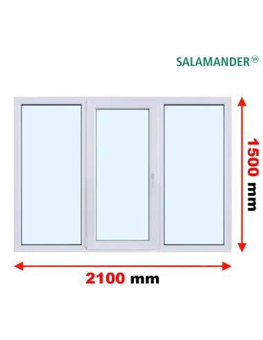 Okno PCV 2100 x 1500 FIX + Rozwierno Uchylne + FIX Dwuszybowe Salamander GreenEvolution 76