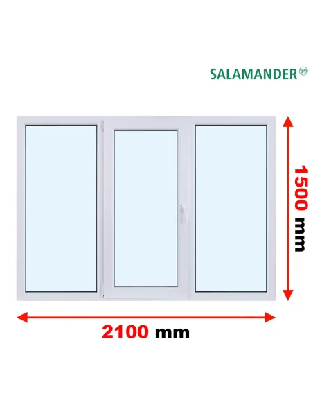 Okno PCV 210 x 150 cm FIX + Rozwierno Uchylne + FIX Dwuszybowe Salamander GreenEvolution 76