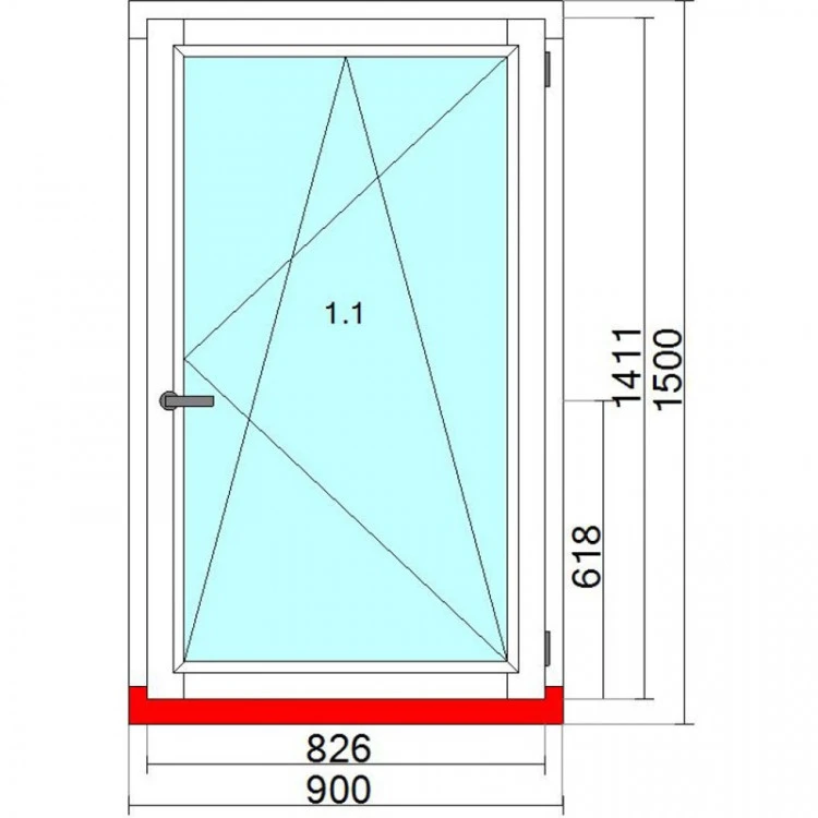 Okno drewniane 900 x 1500 mm