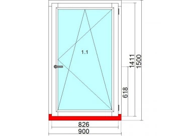 Okno drewniane 900 x 1500 mm
