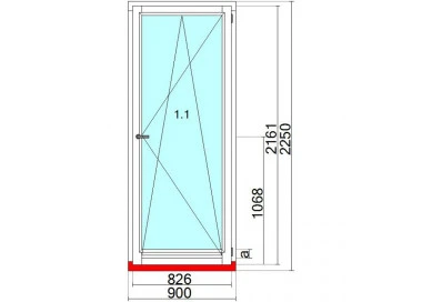 Okno drewniane 900 x 2250 mm
