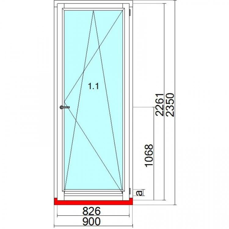 Okno drewniane 900 x 2350 mm