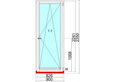 Okno drewniane 900 x 2350 mm