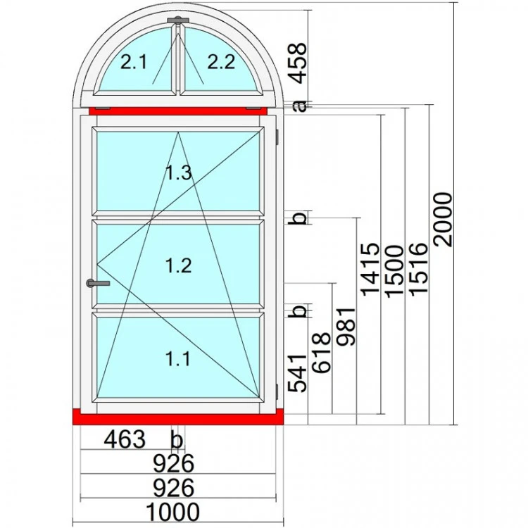 Okno drewniane 1000 x 2000 mm