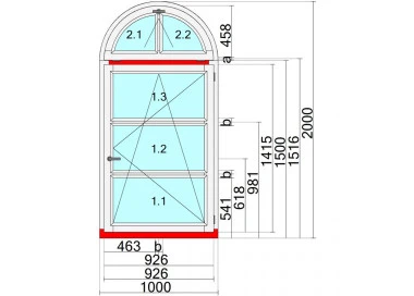 Okno drewniane 1000 x 2000 mm