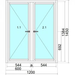 Okno drewniane 1200 x 1450 mm