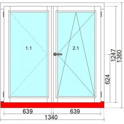 Okno drewniane 1340 x 1360 mm