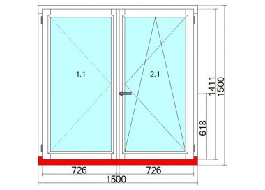 Okno drewniane 1500 x 1500 mm