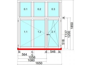 Okno drewniane 1650 x 1850 mm