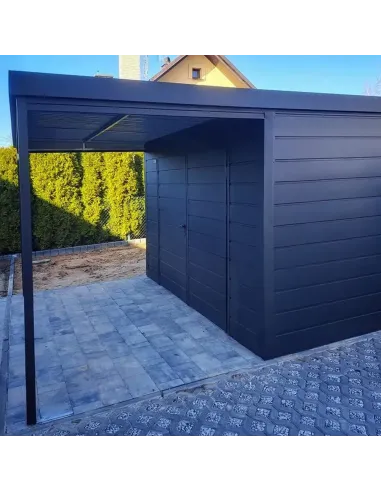 Metalowy Domek Narzędziowy Ogrodowy 300x200 cm - Antracytowy