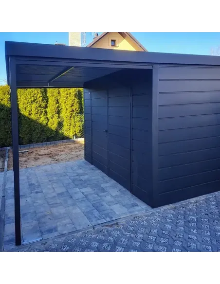 Metalowy Domek Narzędziowy Ogrodowy 300x200 cm - Antracytowy