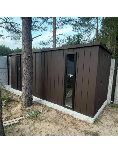 Metalowy Domek Narzędziowy Ogrodowy 300x300 cm - Antracytowy