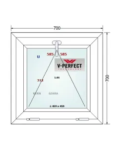 Okno PCV 70 x 70 cm Uchylne Trzyszybowe Schüco LivIng 82 2