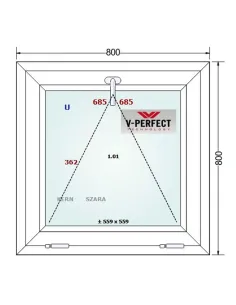 Okno PCV 80 x 80 cm Uchylne Trzyszybowe Schüco LivIng 82 2