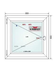 Okno PCV 80 x 80 cm Rozwierne Trzyszybowe Schüco LivIng 82 2