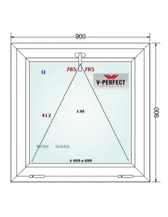 Okno PCV 90 x 90 cm Uchylne Trzyszybowe Schüco LivIng 82 2