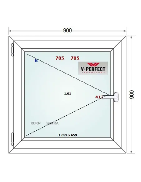 Okno PCV 90 x 90 cm Rozwierne Trzyszybowe Schüco LivIng 82