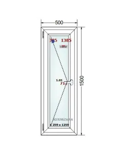 Okno PCV 50 x 150 cm Rozwierne Trzyszybowe Schüco LivIng 82 2