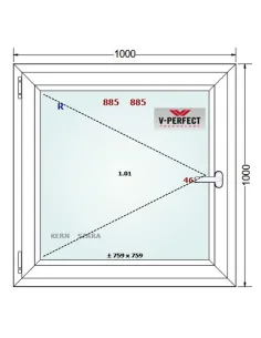 Okno PCV 100 x 100 cm Rozwierne Trzyszybowe Schüco LivIng 82 2