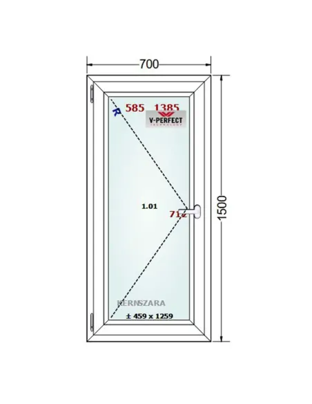 Okno PCV 70 x 150 cm Rozwierne Trzyszybowe Schüco LivIng 82
