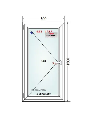 Okno PCV 80 x 150 cm Rozwierne Trzyszybowe Schüco LivIng 82