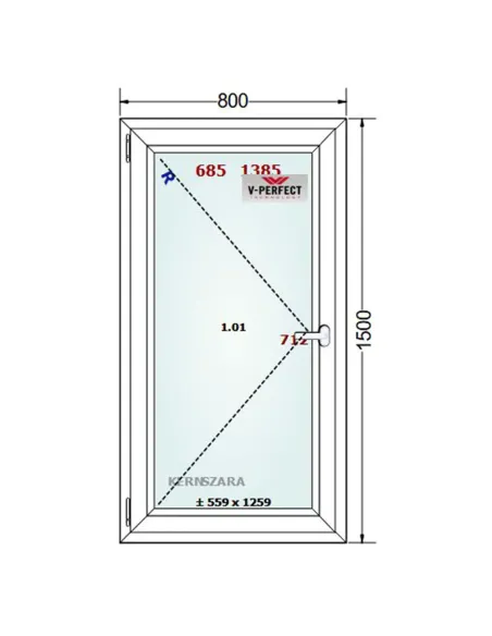 Okno PCV 80 x 150 cm Rozwierne Trzyszybowe Schüco LivIng 82