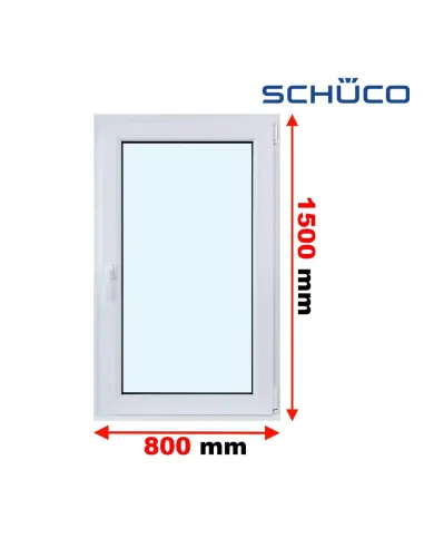Okno PCV 80 x 150 cm Rozwierne Trzyszybowe Schüco LivIng 82