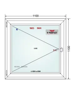 Okno PCV 110 x 110 cm Rozwierne Trzyszybowe Schüco LivIng 82 2