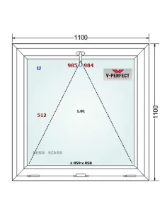 Okno PCV 110 x 110 cm Uchylne Trzyszybowe Schüco LivIng 82 2