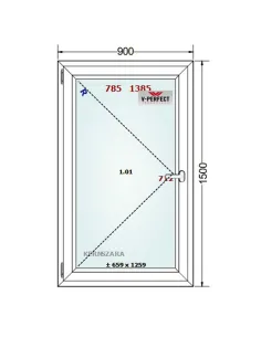 Okno PCV 90 x 150 cm Rozwierne Trzyszybowe Schüco LivIng 82 2