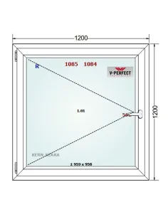 Okno PCV 120 x 120 cm Rozwierne Trzyszybowe Schüco LivIng 82 2