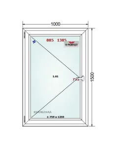 Okno PCV 100 x 150 cm Rozwierne Trzyszybowe Schüco LivIng 82 2